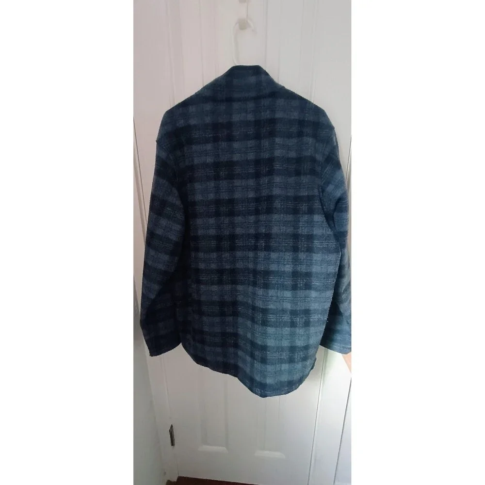 John Wayne Blue Flannel Plaid Jacket Wool Mens Size Large Vintage - Picture 4 of 4